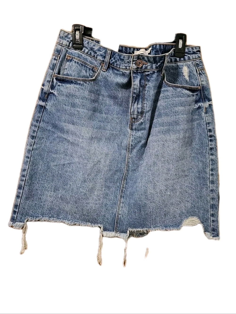 A Loves A Blue Denim Skirt Pencil Slit Pockets Blue Medium Wash Size 32 nwt